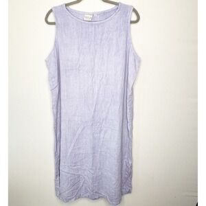 Match Womens 1X Purple 100% Linen Sleeveless Shift Dress Made in USA